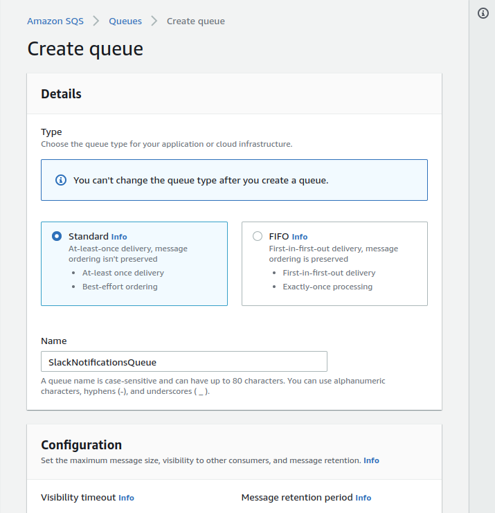 AWS SQS create new Queue